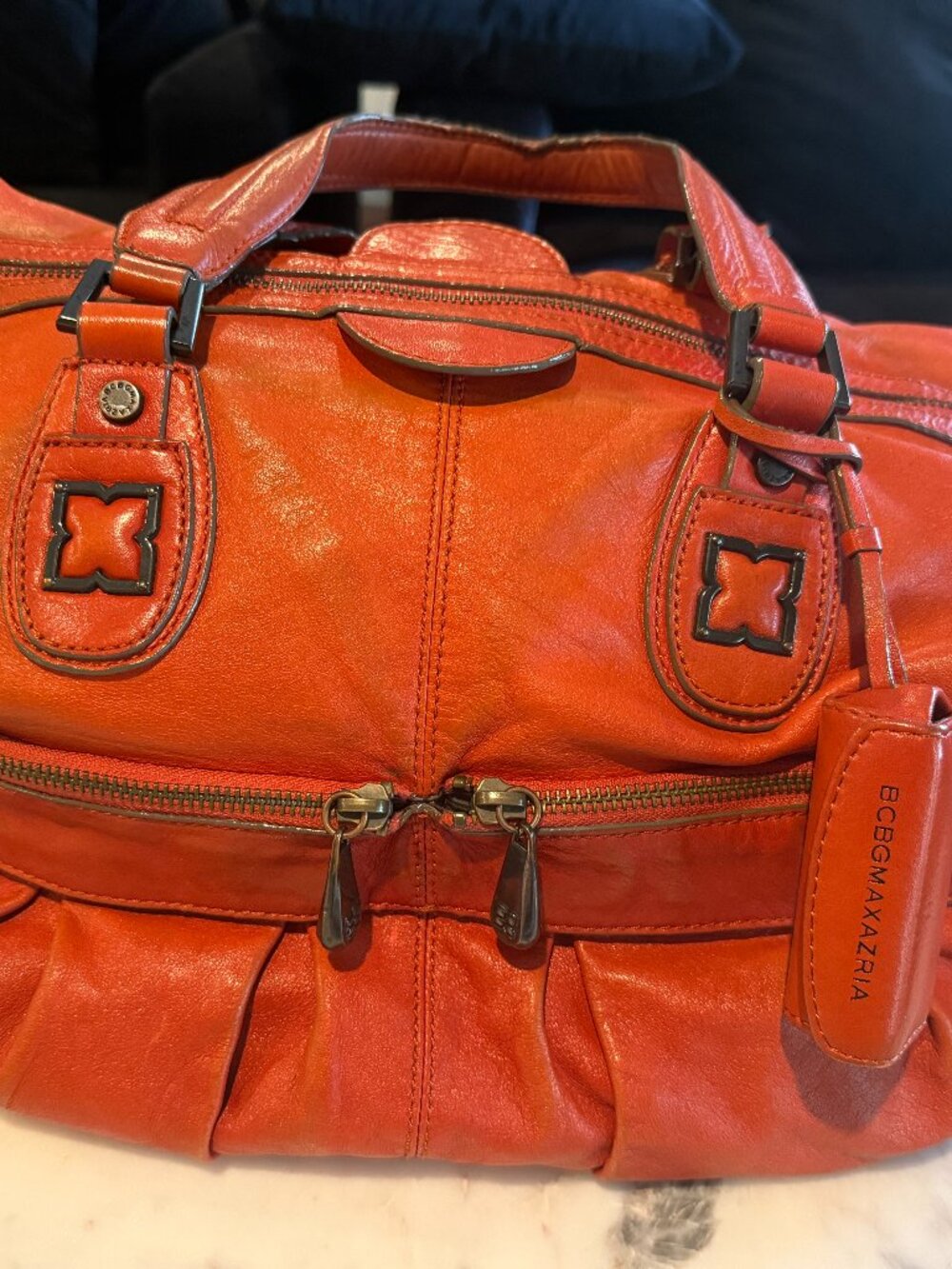 Orange Leather Satchel Bag from BCBG MAXAZRIA